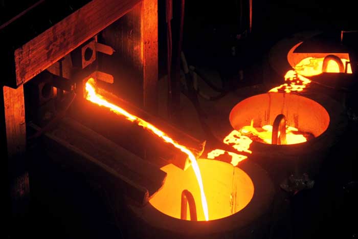 molten steel at a factory