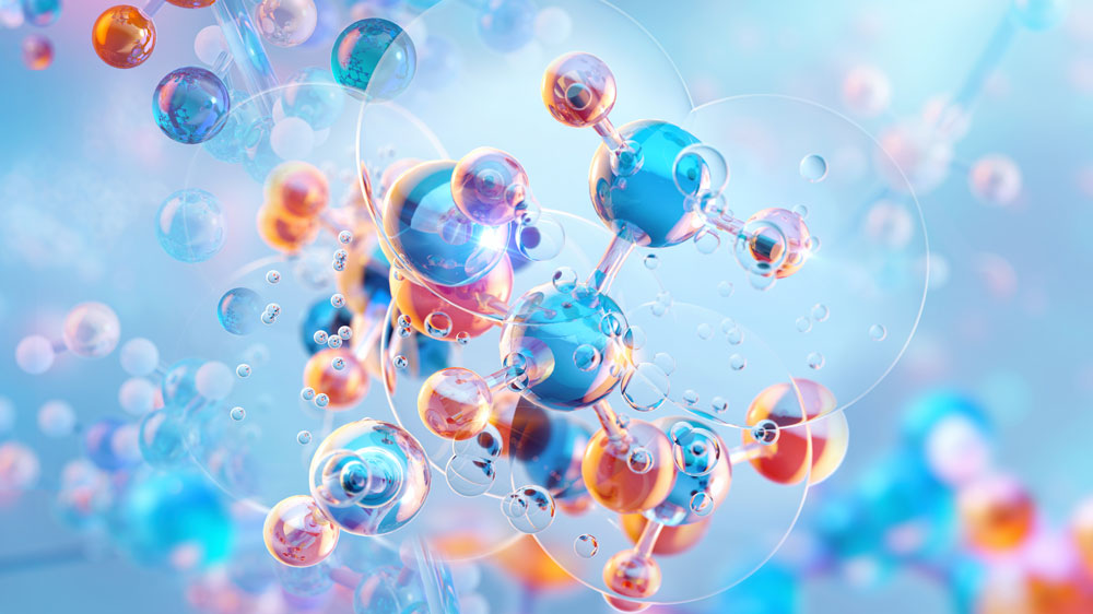 colorful molecules coming together